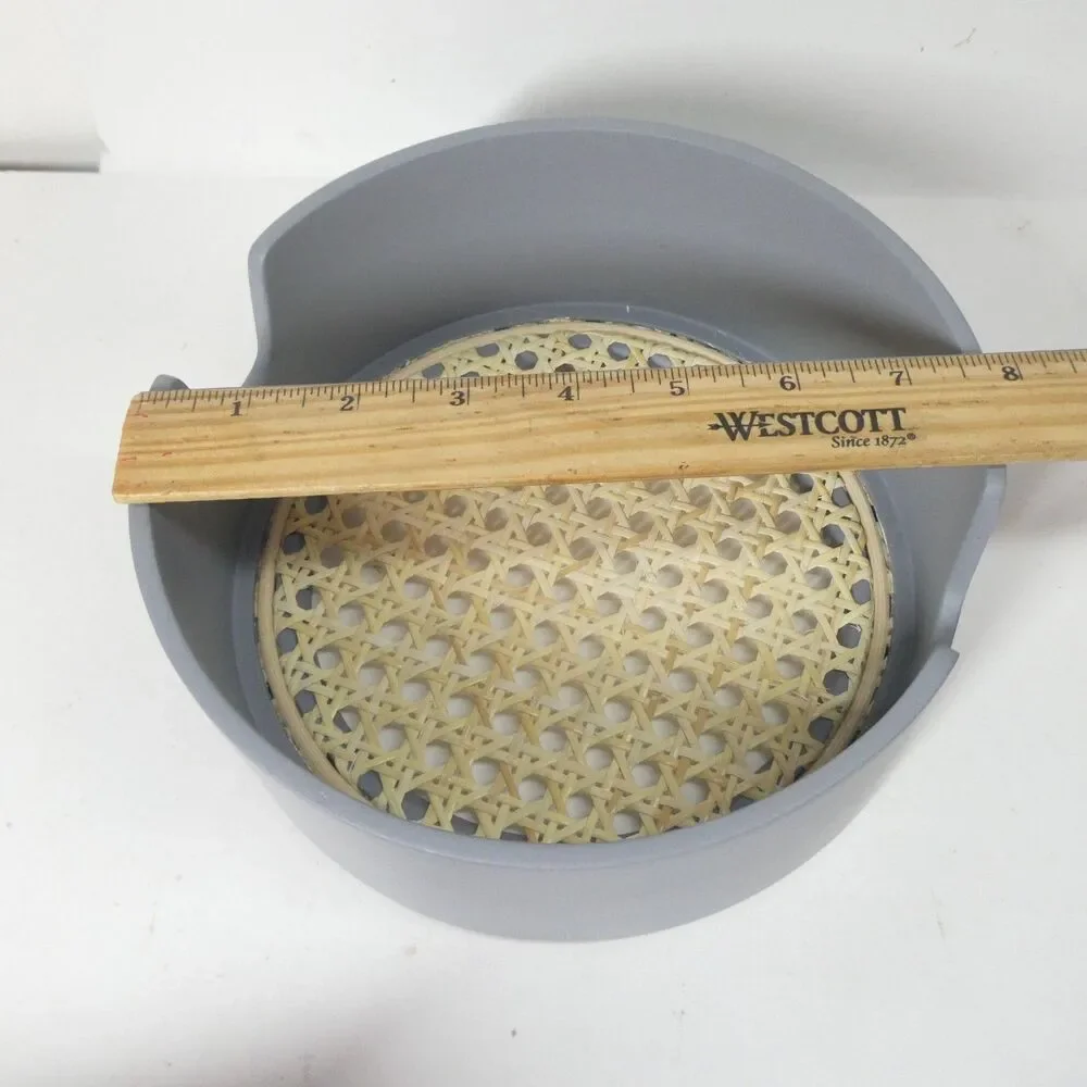 Normann Copenhagen Salon Tray 20cm Birch Wood Rattan Weave Grey NEW